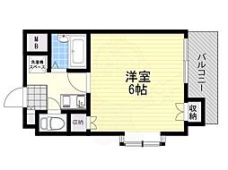 エルプラド楠風 1Kの間取図画像