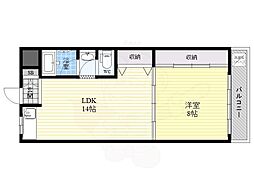 桜宮ハイツ 1LDKの間取図画像
