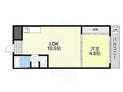 桜宮ハイツ 1LDKの間取図画像