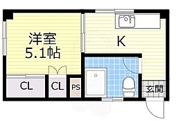 翠連マンション 1Kの間取図画像