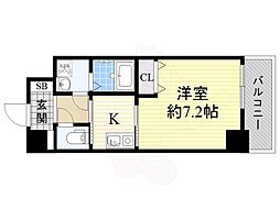クレール高殿ラクラス高殿 1Kの間取図画像
