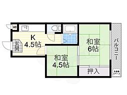 ハイツアサノ 2Kの間取図画像