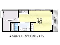 宝コーポ ワンルームの間取図画像