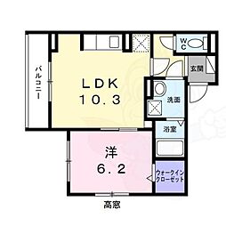 赤川4丁目アパート 1LDKの間取図画像