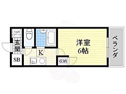 エムロード都島 1Kの間取図画像