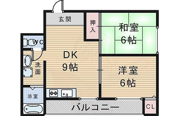 東豊中マンション ｜大阪府豊中市東豊中町２丁目(賃貸マンション2LDK・6階・39.65㎡)の写真 その2