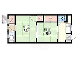 あけみマンション東館 2DKの間取図画像