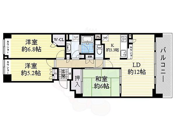 プラウド千里桃山台 ｜大阪府豊中市新千里南町２丁目(賃貸マンション3LDK・5階・77.75㎡)の写真 その2