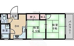 若竹マンション 2DKの間取図画像