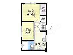 阪急宝塚本線 庄内駅 徒歩9分の賃貸マンション 1階2Kの間取り
