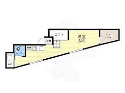 レジデンスヘルム3 2階ワンルームの間取り