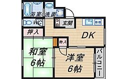 レジデンス元町 2DKの間取図画像