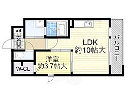 阪急宝塚本線 石橋阪大前駅 徒歩5分の賃貸マンション 2階1LDKの間取り