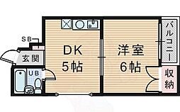 箕輪ハイツ 1DKの間取図画像