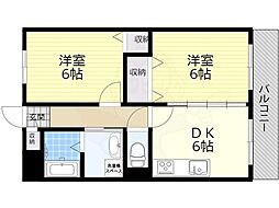シャトー蛍ケ池 2DKの間取図画像