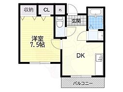 リッシュボヌール 1DKの間取図画像