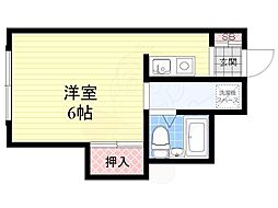 美吉野ハイツ 1Kの間取図画像
