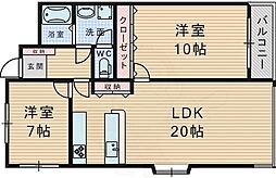南桜塚ビル 2LDKの間取図画像
