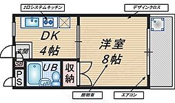 アバンテ二葉 1Kの間取図画像