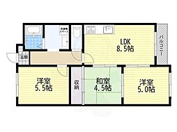 豊中スクエアガーデン 3DKの間取図画像