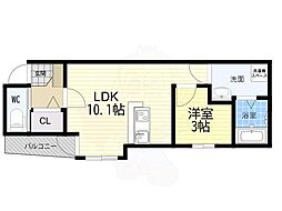 ルッソ豊中蛍池 1LDKの間取図画像