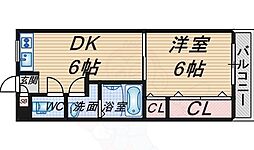 アークハイツ豊中 1DKの間取図画像