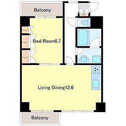 ＫＫタームライザ下落合 2階1LDKの間取り