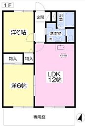 JR鹿児島本線 西里駅 徒歩29分の賃貸アパート 2階2LDKの間取り