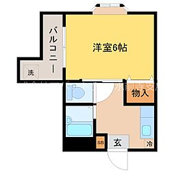 ホワイトハウス 4階1Kの間取り