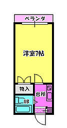 ディンクス楠 3階1Kの間取り