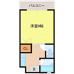 サンプレース 2階1Kの間取り