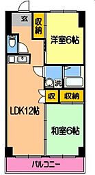 第二清水ハイツ 2LDKの間取図画像