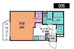 フォルシア本荘 1Kの間取図画像