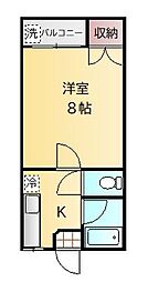 エクシード渡鹿 1Kの間取図画像