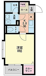 プレジール 3階1Kの間取り