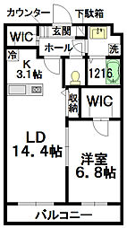 エトピリカ 1LDKの間取図画像