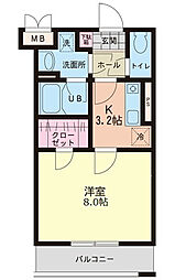 グランクール 1Kの間取図画像