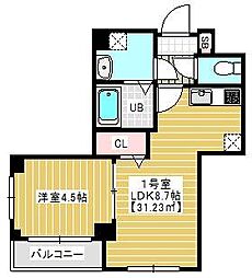 パインリーブス 2階1LDKの間取り