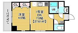 船橋市印内町マンション 1DKの間取図画像