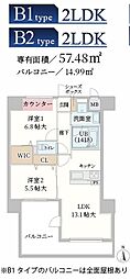 JR福知山線 猪名寺駅 徒歩10分の賃貸マンション 3階2LDKの間取り