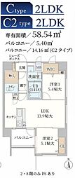 JR福知山線 猪名寺駅 徒歩10分の賃貸マンション 4階2LDKの間取り