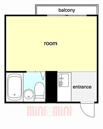 阪神本線 大物駅 徒歩6分の賃貸マンション 3階ワンルームの間取り