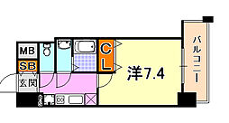 阪神本線 神戸三宮駅 徒歩7分の賃貸マンション 5階1Kの間取り