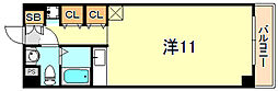 神戸市西神・山手線 総合運動公園駅 徒歩5分の賃貸マンション 2階ワンルームの間取り
