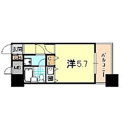 JR東海道・山陽本線 鷹取駅 徒歩7分の賃貸マンション 6階ワンルームの間取り