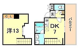 神戸市西神・山手線 板宿駅 徒歩3分の賃貸マンション 5階1DKの間取り