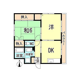 神戸市海岸線 駒ヶ林駅 徒歩7分の賃貸マンション 1階2DKの間取り