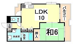 阪急伊丹線 稲野駅 徒歩7分の賃貸マンション 3階1LDKの間取り