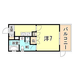 JR東海道・山陽本線 甲南山手駅 徒歩5分の賃貸マンション 1階1Kの間取り