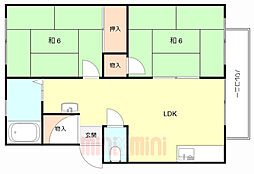 阪急伊丹線 伊丹駅 徒歩11分の賃貸アパート 2階2LDKの間取り